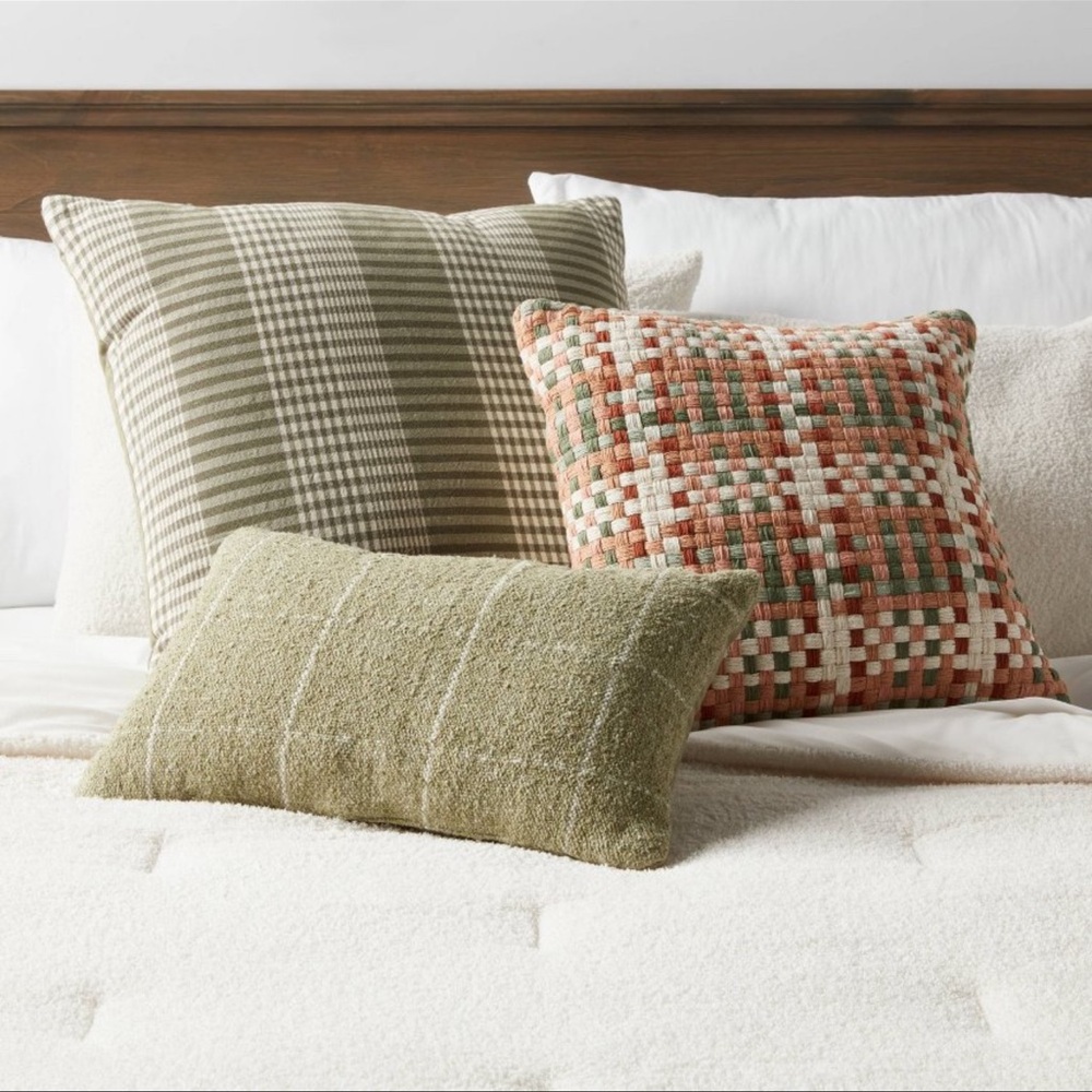 Threshold Oblong Windowpane Woven Decorative Green Throw Pillow - set of 2